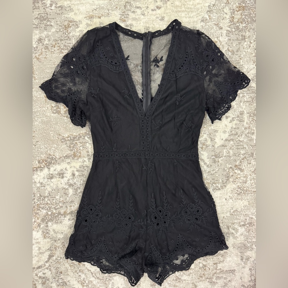 Elegant Black Lace Romper
